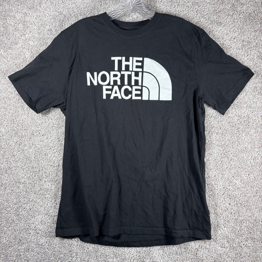 The North Face Mens Logo T Shirt Black Circular Design Cotton Size L
